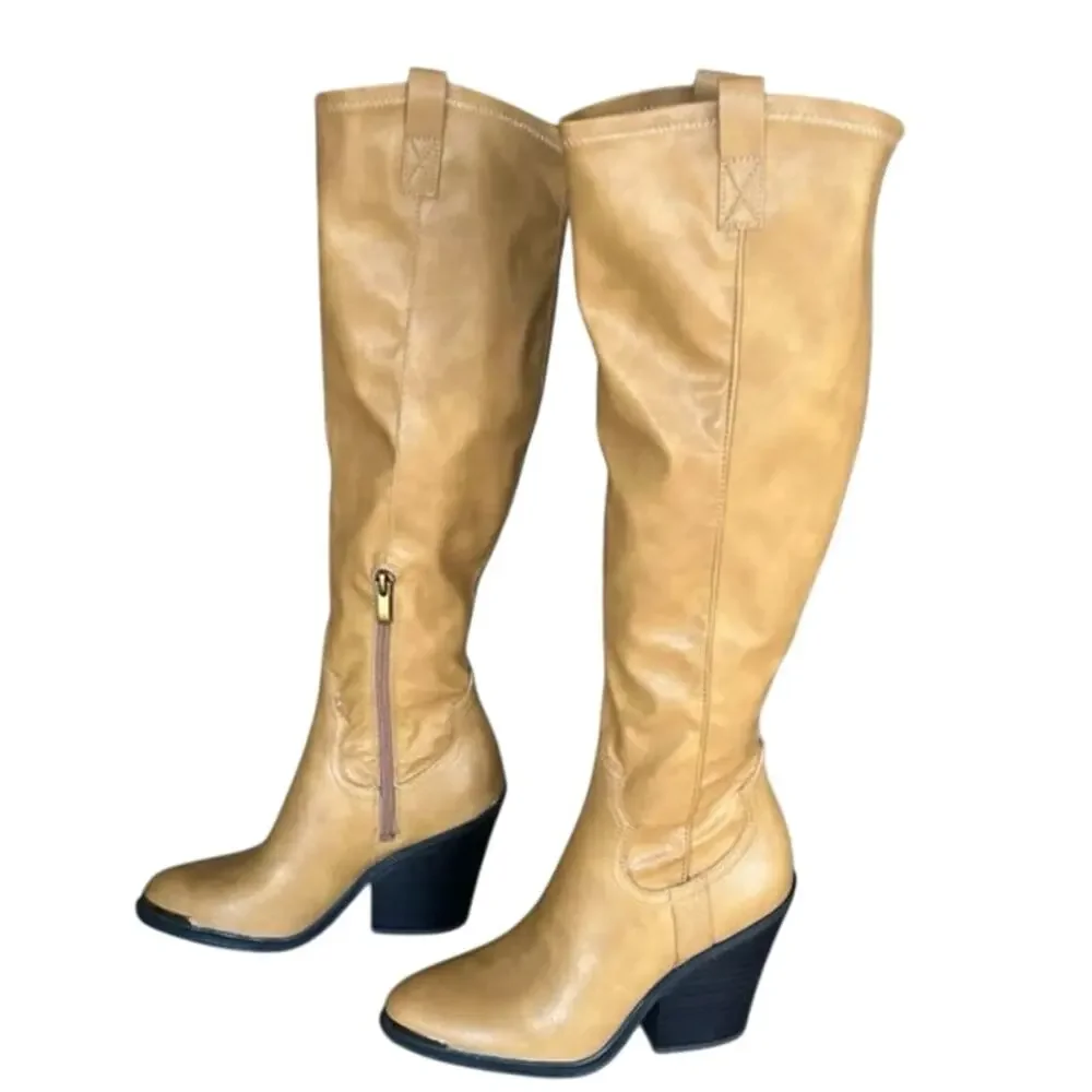 Franco Sarto L-Glenice 2 Knee High Women's Boot Camel Tan Size 7.5 Med, S75